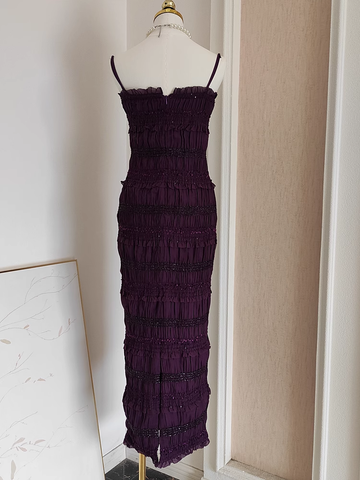 Sheath Spaghetti Straps Grape Sleeveless Party Dress Holiday Birthday Dresses For Women SD357